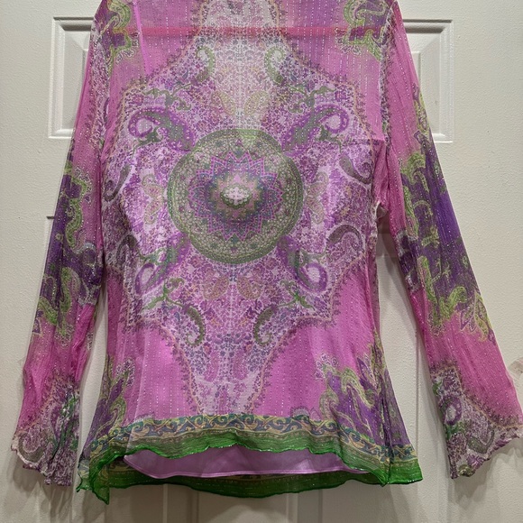 Beautiful Pink Mix Beaded “ E by eci ” Sheer 2fer Tank & Blouse!!! - Picture 3 of 5